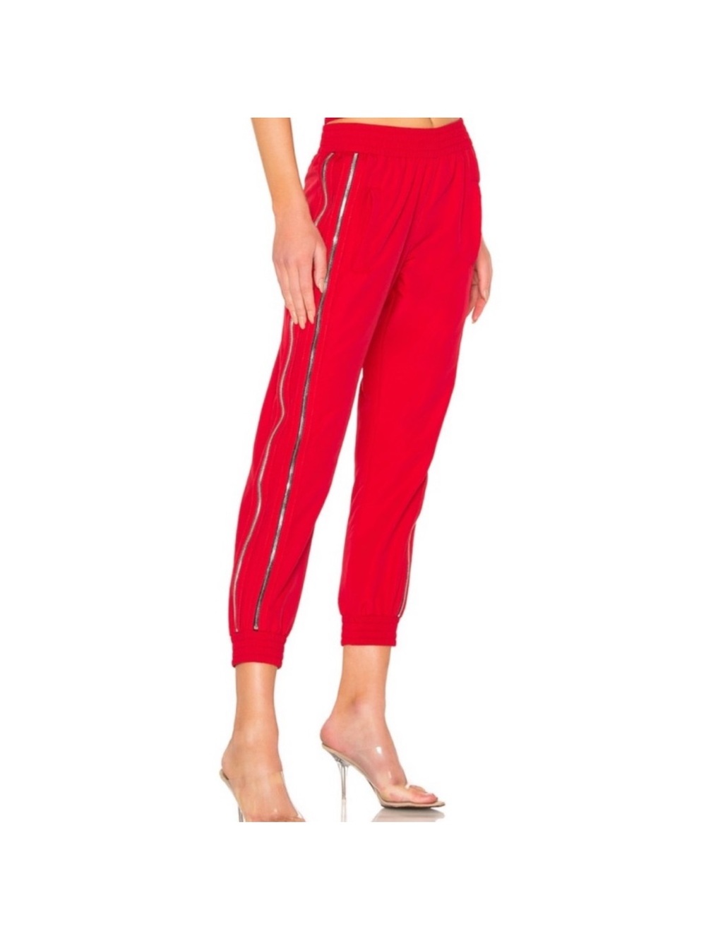 RtA Red Track Joggers with Dual Side Zips